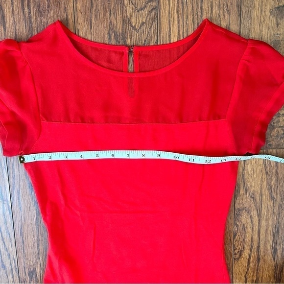 Express Red Short Sleeve Mesh Formal Dressy Business Casual Blouse Extra Small - Picture 10 of 12